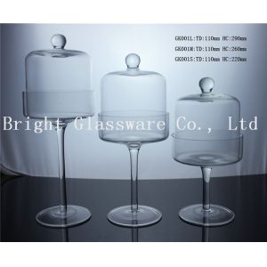 Quality handmade blown glass dome glass cake cover with stand for sale