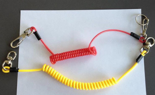 Buy Fashion double hooks/swivel connectors red/yellow coil spiral spring cable for tool use at wholesale prices