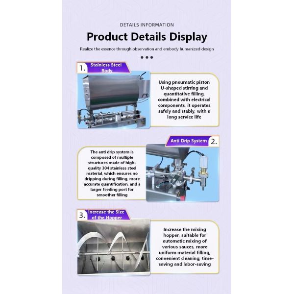 Semi Automatic Mixing and Filling Machine CH-BJLGZ Chili Sauce Packaging and Filling Equipment, Bottled Paste Single Head Filling Machine