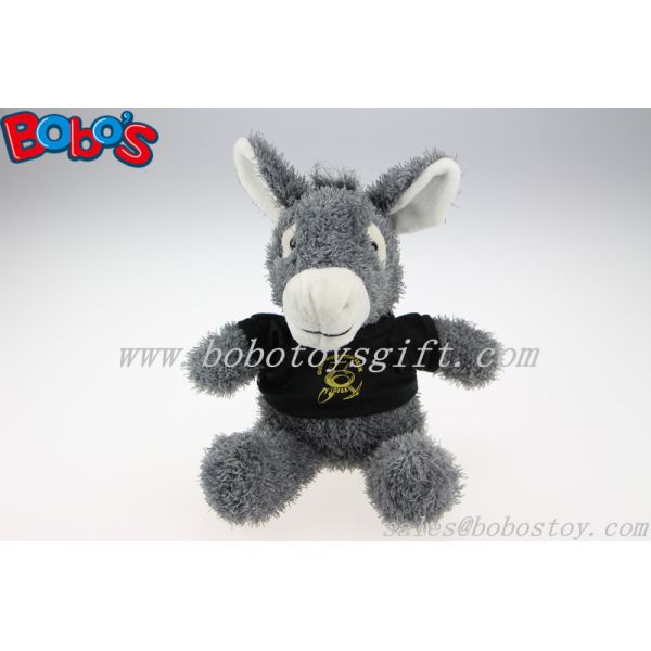 7.9"Customized Stuffed Grey Donkey Toy With Printing Logo T-shirt