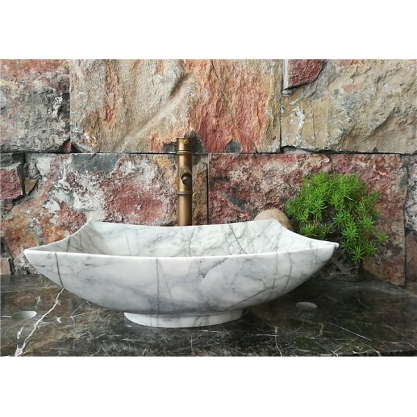 Buy Polygonal Marble Bathroom Sink , Natural Stone Vessel Sinks For Bathroom at wholesale prices
