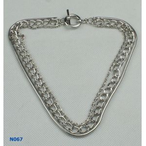 Alloy Unisex Fashion Solid silver Chains Mixed Metal Necklace