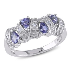 Quality Jewelers Club Tanzanite Ring Birthstone Jewelry with White CZ for sale