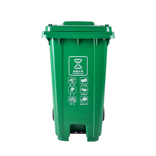 120L 240L Sustainable Plastic Wheeled Trash Can Green Outdoor Trash Can Plastic