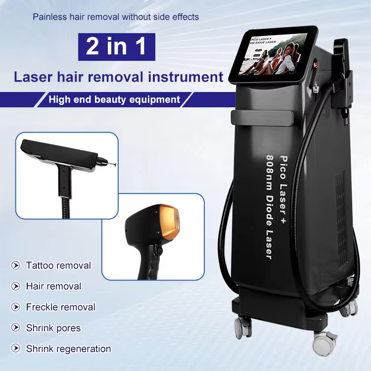 2 IN 1 YAG 4 Wavelength Hair Removal Alexandrite Laser Diode Laser Hair Removal Machine