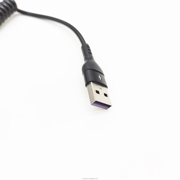 Spring Coiled USB C Cable USB A Male To Type C Male Cable Fast Charging Data Coil Retractable Cable