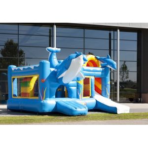 Quality Famous Blue Dolphin Party Castle Bounce House Durable PVC Material for sale