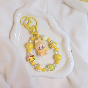 Custom Soft Labubu PVC Keychain Pop Mart Monster Keyring Bag Phone Lanyard