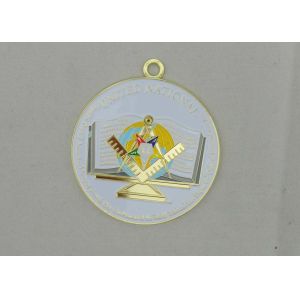China Flat Back FreeMasons Zinc Alloy Enamel Medal with Zinc Alloy Die Casting, Gold Plating on sale