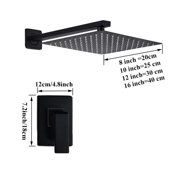 Luxury Rain Bathroom Shower Faucet Matte Black Shower Mixer Set