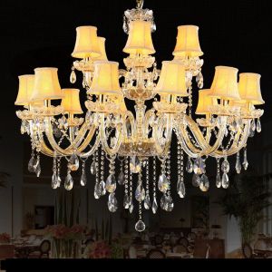 Gold candelabra crystal chandelier with lamp shades (WH-CY-36)