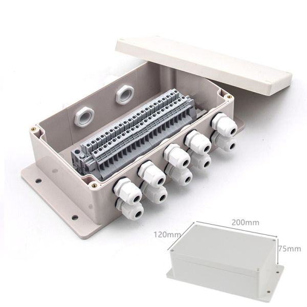 Buy Surface Mount Plastic Junction Box Project Case Waterproof UK2.5B Terminal Blocks 200*120*75mm at wholesale prices