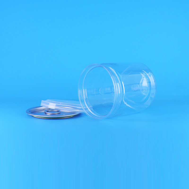 Sealable Transparent Round Baby Food Yellow Peach PET Plastic Cans Easy Open Lid