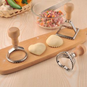 Kitchen Pasta Ravioli Stamp Cutter Press With Roller Set