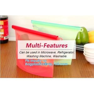 China Storage preservation reusable silicone food bag,FDA reusable silicone storage food bag with k in microwave bagease on sale