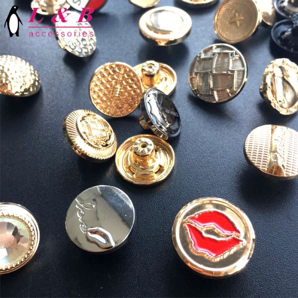 2021 New designs Custom Brand Name Shiny Gold Zamac demin Jeans Button