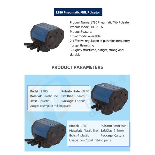 LT80 4 Vacuum Ports Adjustable Pneumatic Milking Machine Pulsator Alternating Pulsation Phase