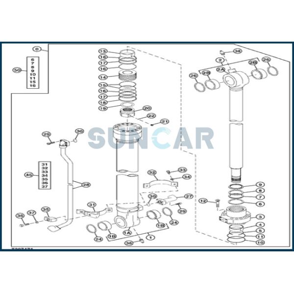 FYA00001392 Bucket Cylinder Seal Repair Kits Fits DEERE 245GLC 210 230GW
