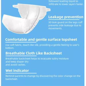 Non Woven Fabric Custom Baby Dipers Skin Friendly Disposable Diapers