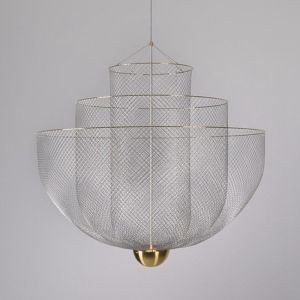 Designer Golden Grid Led Chandelier Postmodern Metal Bedroom chandelier