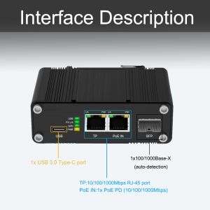 Mini Industrial Gigabit Ethernet PD Switch with Type-C Output