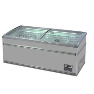 glass top island freezer Supermarket Island Freezer with DC inverter compressor