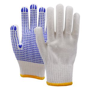 China 10 Gauge Wool Knitted Gloves With Blue PVC Dots Warm Durable Yarn Gloves For General Handling on sale