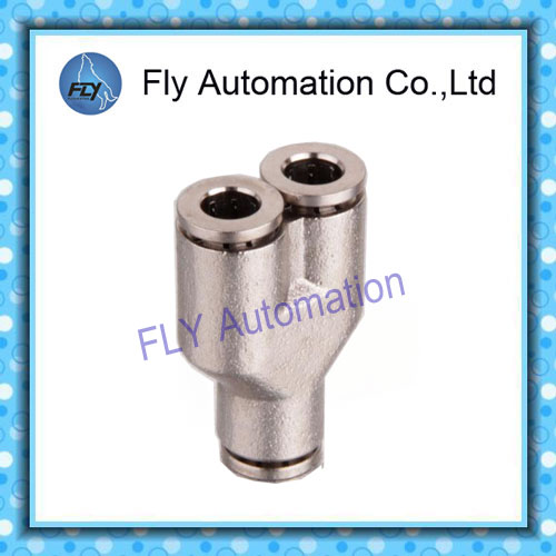 Y- Tee metal nickel-plated push-in fitting Pneumatic Tube Fittings PY series