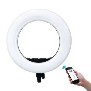 Pink Warm Selfie Ring Light Bluetooth 4800lux Blogger Ring Light