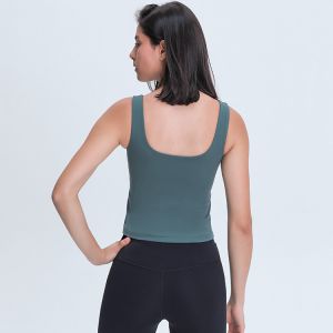 Wholesale Solid Color Minimalistic Padded Sports Tank Tops Women's Sportwear