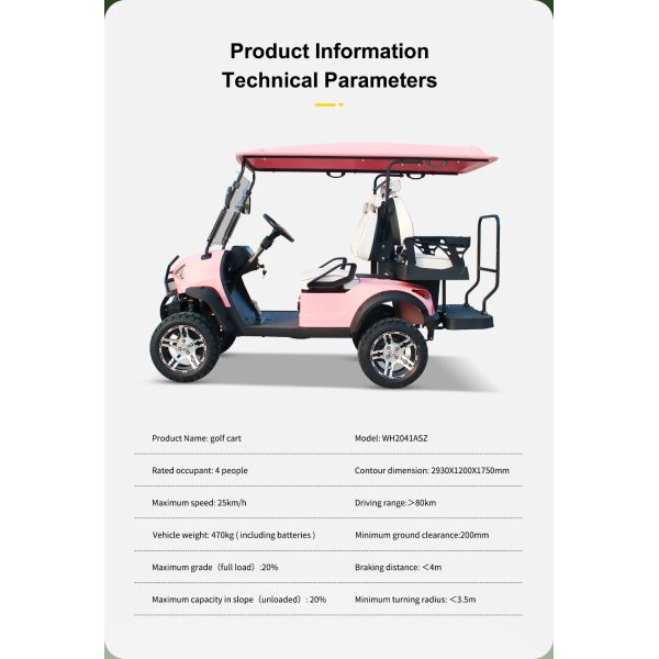 Electric Hunting Golf Cart for 6 Passengers Integrated Battery Driving Mileage 70-90km