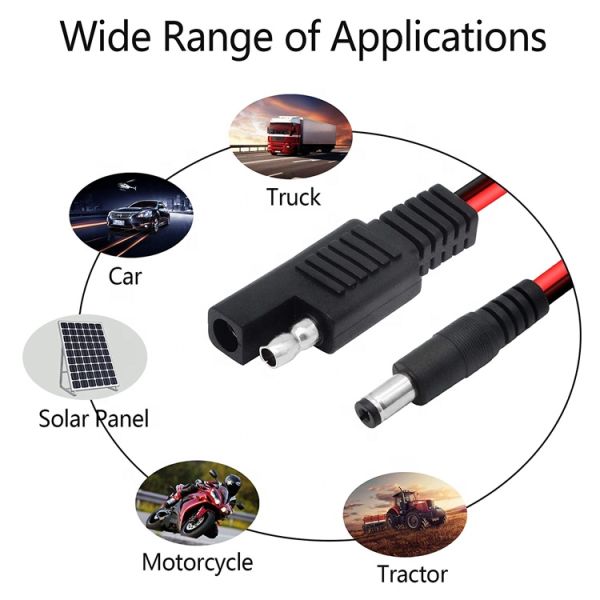 14AWG DC Plug 5.5x2.1mm Male to SAE 2 Pin Connectors Extension Cable for Automotive Rv Solar Panel