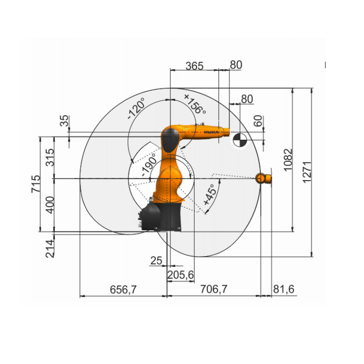 6 Axis Floor Mounted Industrial Kuka Robot Arm KR 6 R700