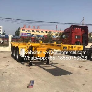 Skeletal Type Container Semi Trailer Yellow Capacity 3 Axles Pull Container High