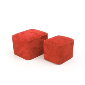 Square red Velvet Jewelry ring Box customizable Jewellery Box packaging