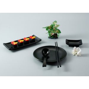 OEM ODM Matt Black Melamine japanese sushi dinnerware sets