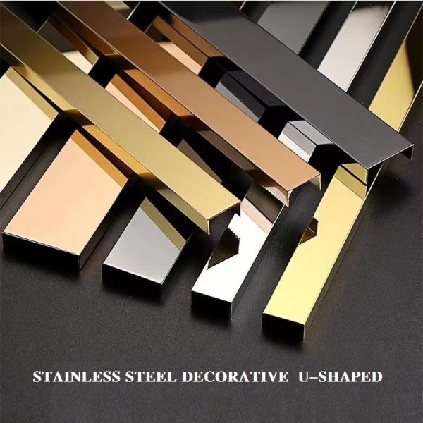 Buy JIS Stainless Steel Tile Trim U Profile Decorative Profile With V Groove at wholesale prices