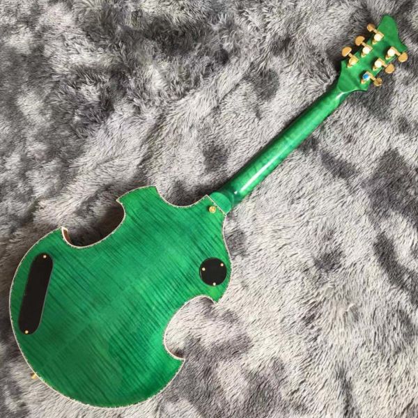 2021 Custom Grand Special Irregular Shape Body Semi-Hollow Body Electric Guitar in Green