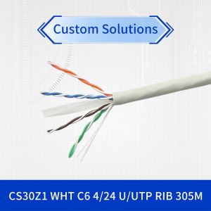 China Category 6 U/UTP Network Cable with 24AWG Solid Conductors 4 Pair Count and 305 m Length for High-Speed Data Transmission on sale