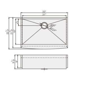 Rectangular Apron Stainless Steel Kitchen Sink With Large Capacity