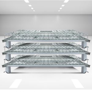 China Lockable RAL Powder Coated 1500KGS Folding Wire Mesh Container on sale