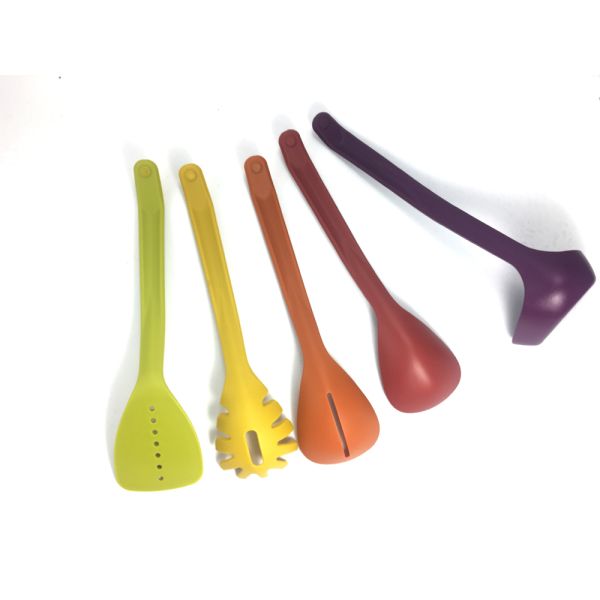 Nonstick Cooking Made Stylish 5-Piece Compact Nesting Utensil Set in Vibrant Colors