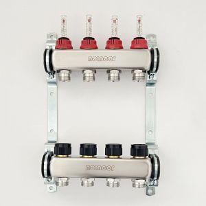 Stainless steel manifold for hydronic underfloor heating