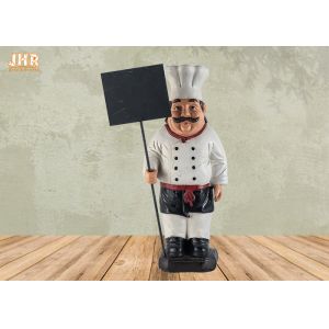 Chef Tabletop Statue Polyresin Chef Figurine Wooden Chalkboard Resin Chef