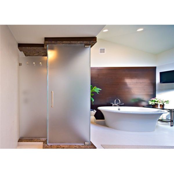 Decorative Acid Etched Frosted Glass Sheets For Stair Railing / Shower Rooms
