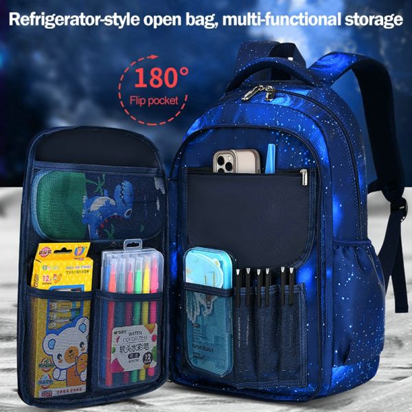 Children Waterproof Side Opening School Backpack For Kids Primary School Student