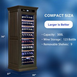 Wood Frame Drinks Refrigerator Freestanding Kitchen Wine Cooler Cabinet