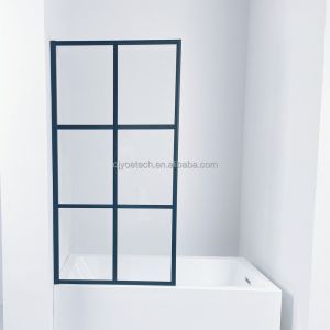 Flat Tempered Glass French Door Fixed Shower Screen with Elegant Design and