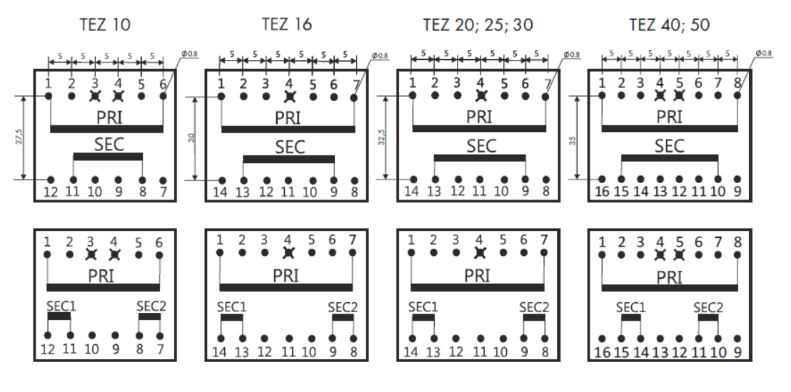 0.5-50VA 24-500V 50 / 60Hz TEZ SMPS Flyback Transformer With Zakres Mocy