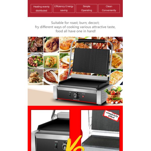 Electric Flat Grill Parts in Black Surface Color for 340*220 mm Upper Grill Size